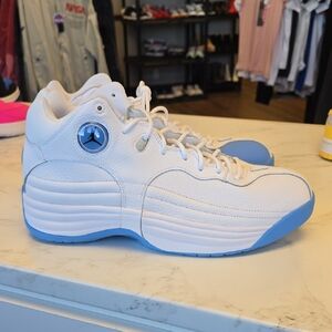 Jordan White and Light Blue Athletic Shoes